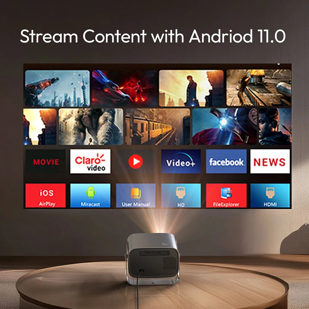 VEVSHAO A12 Projector Mini Portable  LED Video Android 11.0 WIFI 6