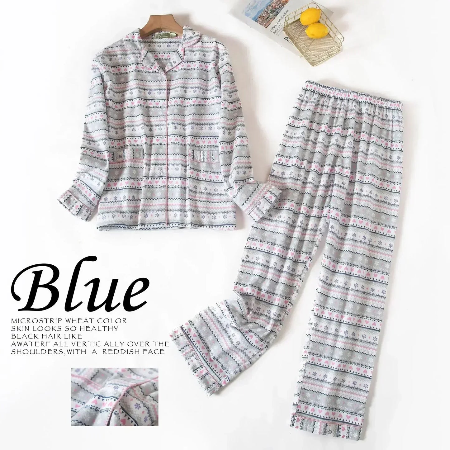 Women’s Plaid Flannel Pajamas, Plus Size Cotton Homewear Set for Fall & Winte