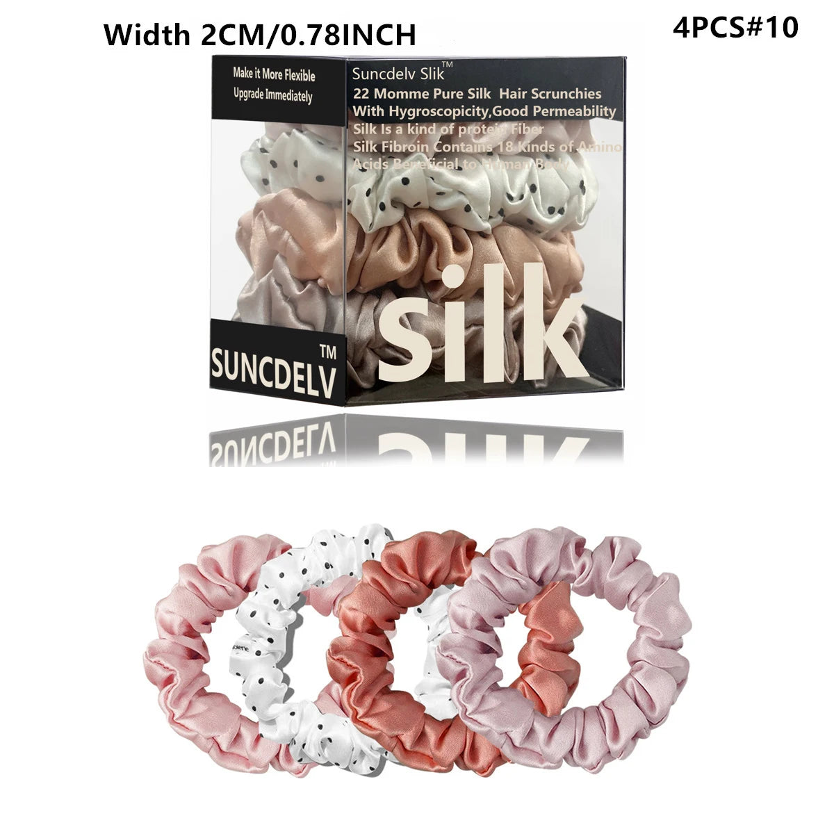 Mulberry Silk Hair Scrunchies Set, 4PCS Handmade Natural Hair Ties for Women