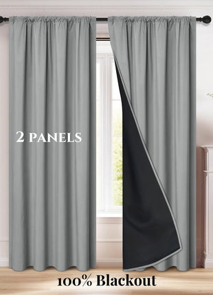 Modern 2-Piece Blackout Curtains, Rod Pocket Window Panels for Bedroom, Living Room & More