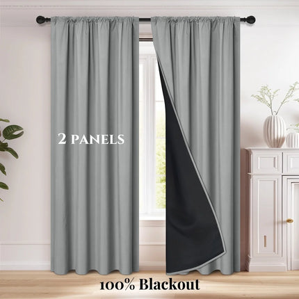 Modern 2-Piece Blackout Curtains, Rod Pocket Window Panels for Bedroom, Living Room & More