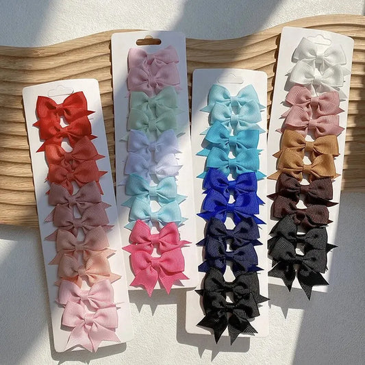 10pcs Candy Color Bow Hair Clips for Baby Girls