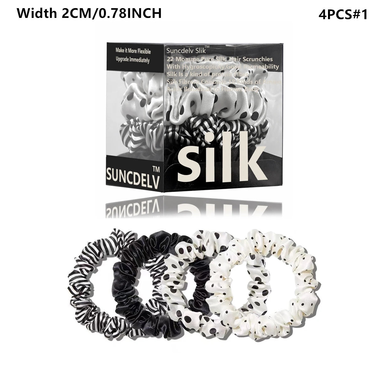 Mulberry Silk Hair Scrunchies Set, 4PCS Handmade Natural Hair Ties for Women