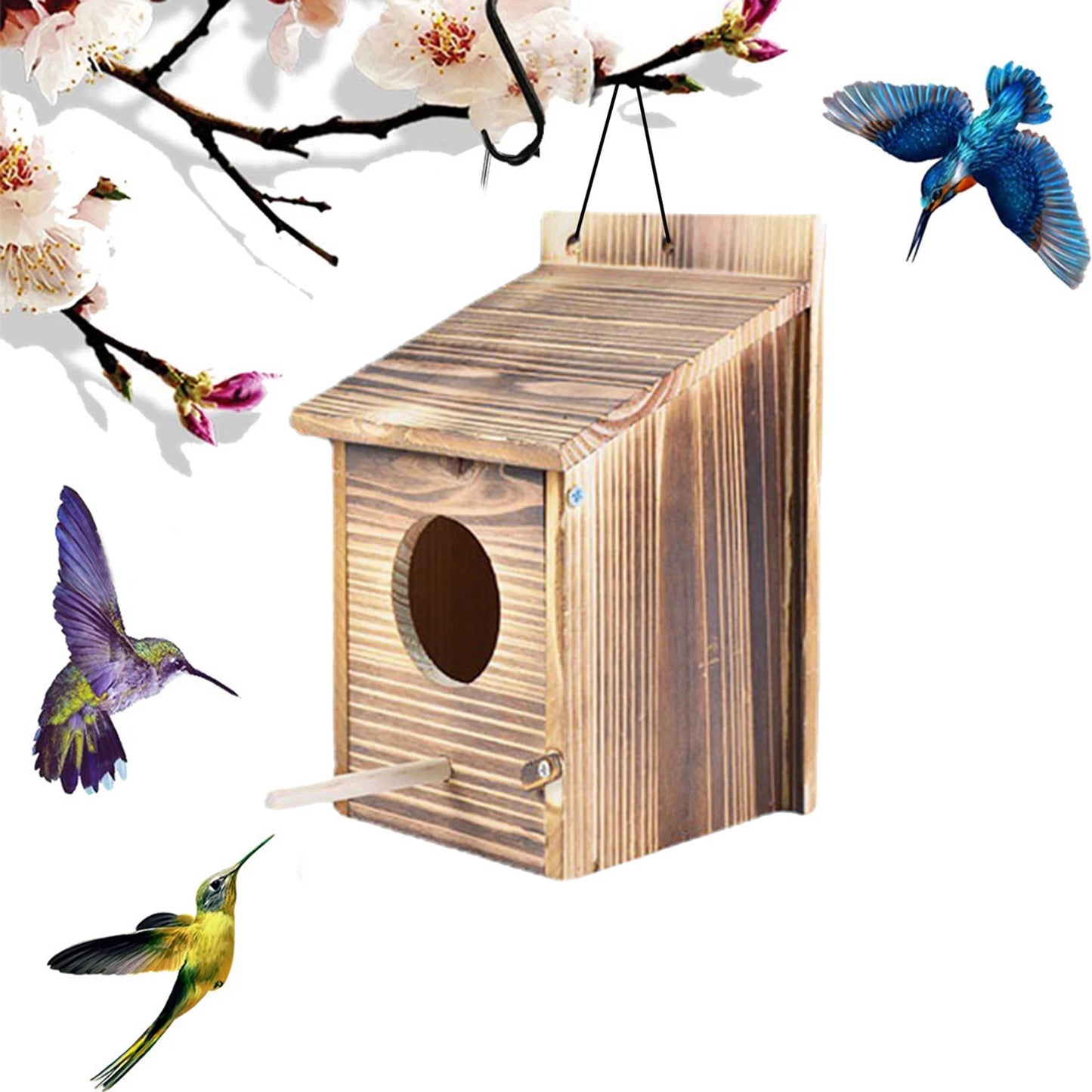 Wooden Bird House Outdoor Weatherproof Parrot Bird Nest Breeding