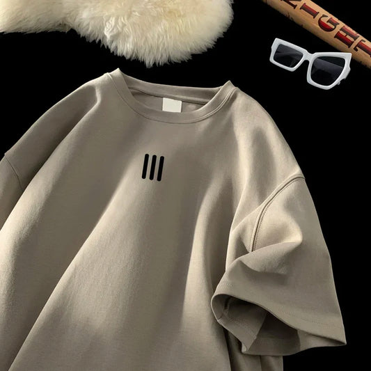 Men’s Oversized Cotton Tee, Casual Summer Fashion Print Shirt