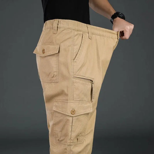 Men’s Tactical Cargo Pants – Elastic Waist, Large Size, Outdoor Workwear