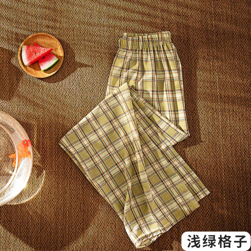 Women’s Plaid Wide Leg Pants, High Waist Loose Fit Summer Style