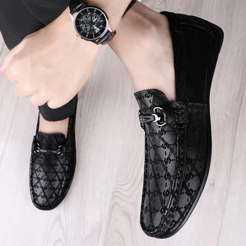 Men’s Leather Loafers, Black Soft Sole Designer Moccasins