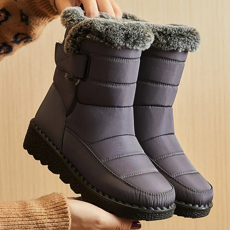 Women’s Winter Boots, Waterproof Ankle Snow Boots with Cozy Fur & Low Heels