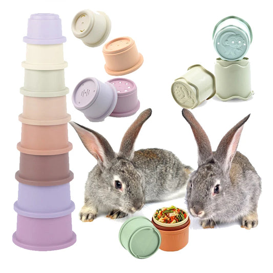 Stacking Cups Toy for Rabbits & Small Animals – Colorful & Reusable