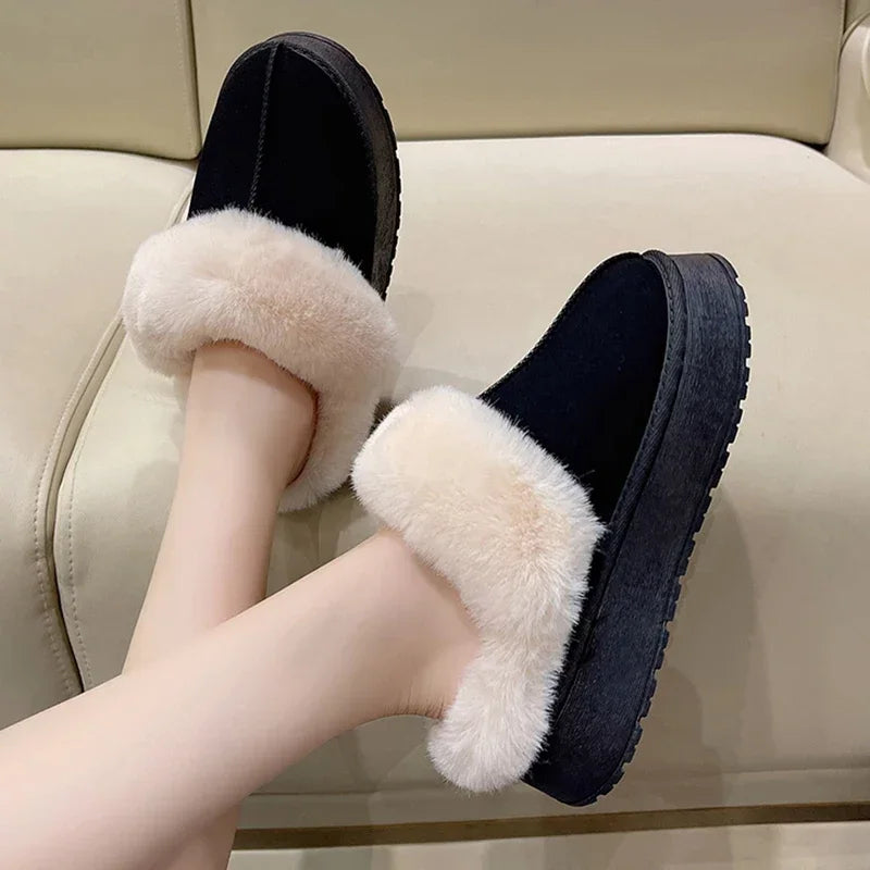 Cozy Women’s Faux Fur Slippers, Thick Sole, Non-Slip & Winter-Ready