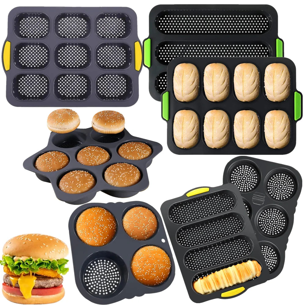 Hamburger Bun Mold Non-Stick Food Grade Silicone Bread Loaf Pan