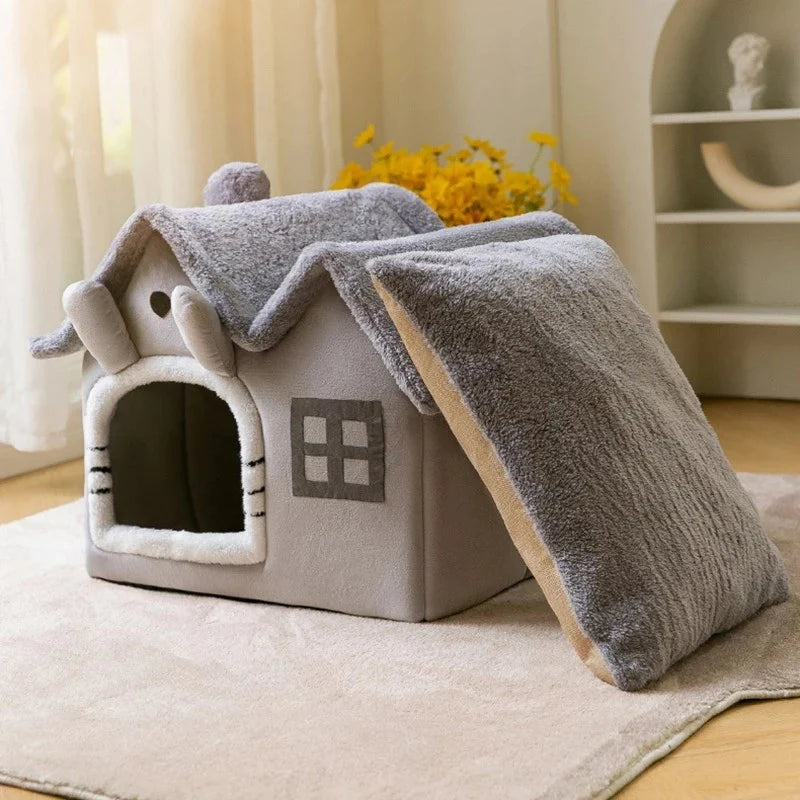 Plush Pet House with Removable Roof – Soft & Washable