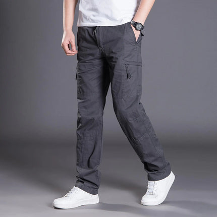 Mens Cargo Work Pants Ripstop Tactical Pants Elastic WaistWaist Hiking Pants Casual Cotton Jogger Outdoor Trousers