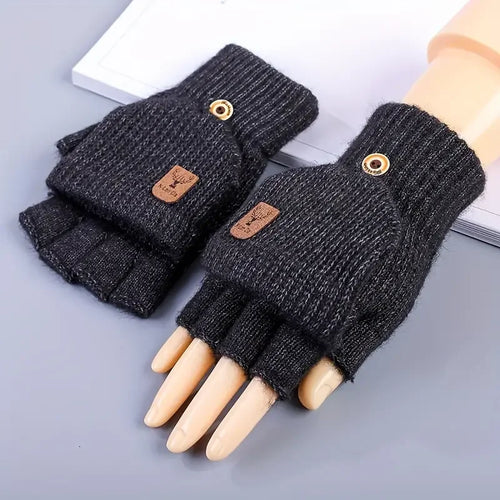 Flexible Knitted Fingerless Winter Gloves – Warm, Thick & Touch Screen Friendly
