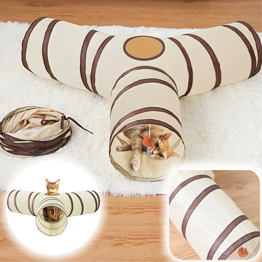 Foldable Cat Tunnel – Easy-to-Store Striped Play Toy for Cats