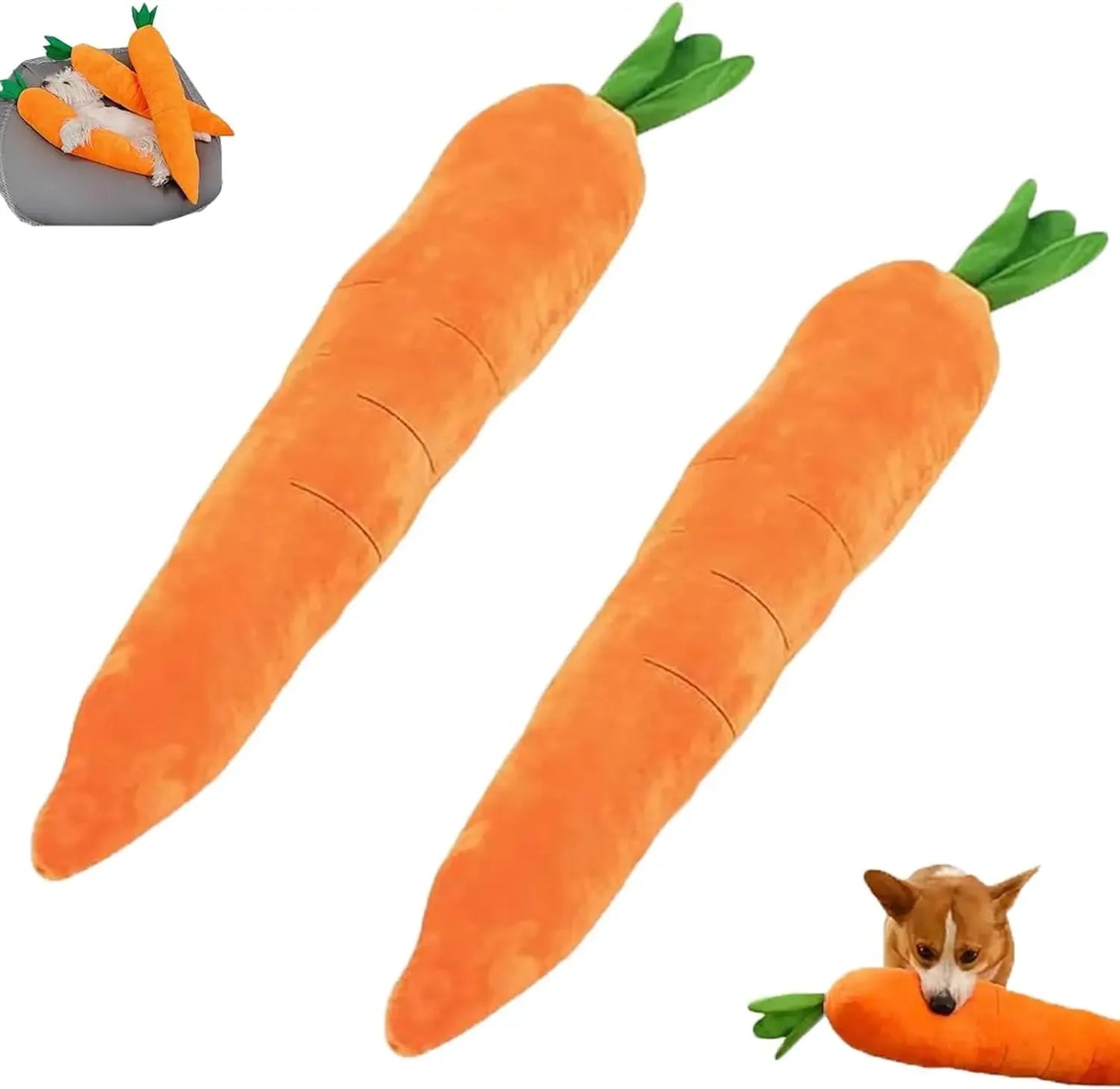Extra Large 29.5” Carrot Dog Toy – Plush Squeaky Chew Toy for Calming & Playful Puppies and Dogs