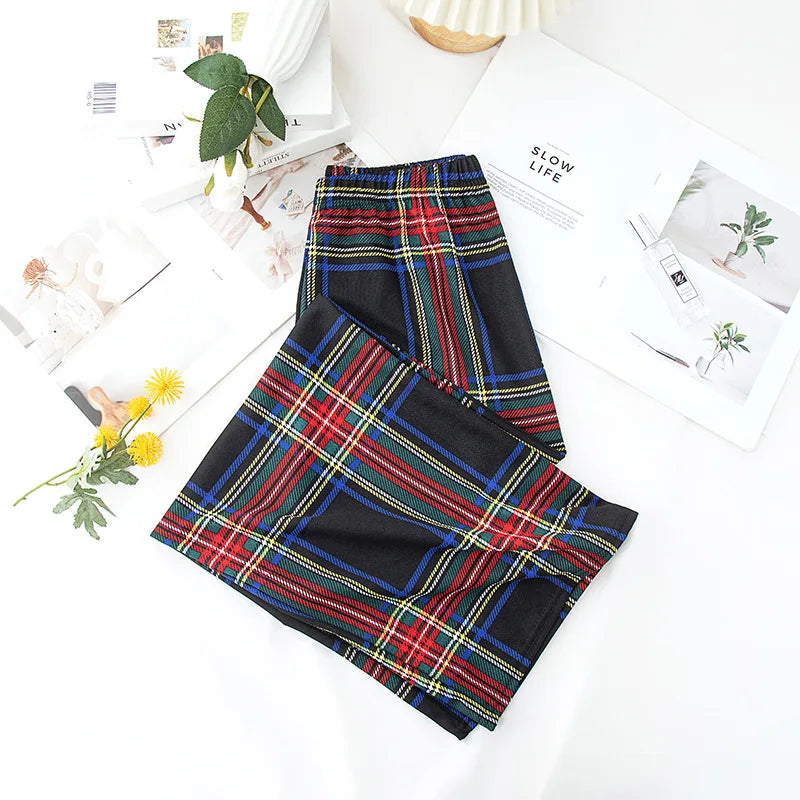 Women’s Plaid Wide Leg Pants, High Waist Loose Fit Summer Style