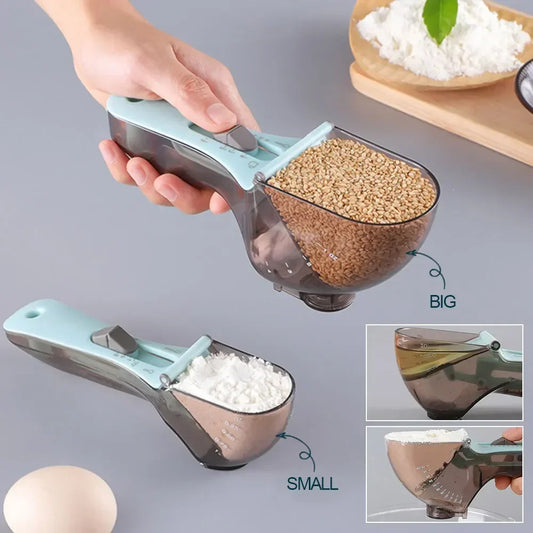 Adjustable Measuring Spoon, Plastic Kitchen Tool with Scale for Baking, Cooking & Mixing