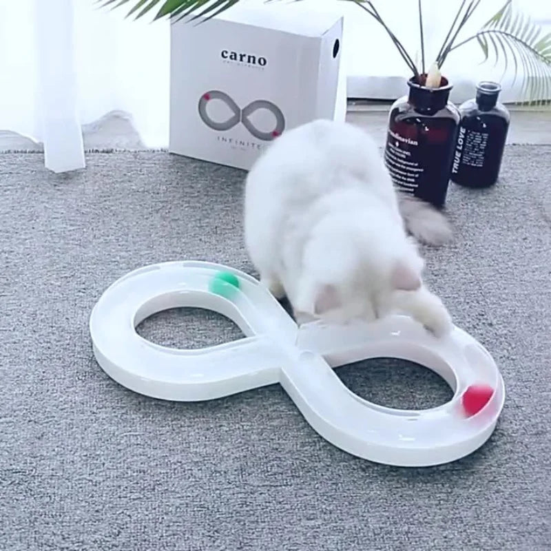 Spinning Cat Track Ball Toy, Interactive Turntable Play Toy for Boredom Relief & Active Kittens