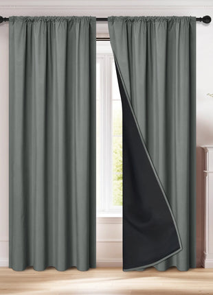 Modern 2-Piece Blackout Curtains, Rod Pocket Window Panels for Bedroom, Living Room & More