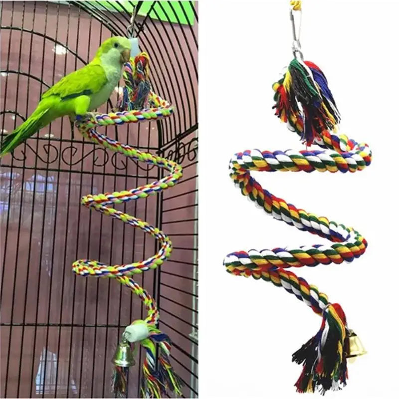 Parrot Toy Wicker Rope Hanging Braided Budgie Chew Bird Cage Cockatiel