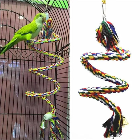 Parrot Toy Wicker Rope Hanging Braided Budgie Chew Bird Cage Cockatiel