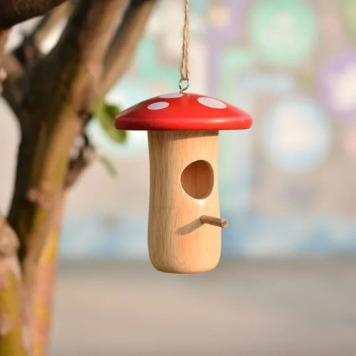 1Pc Outdoor Hummingbird House Natural Wooden Hanging Hummingbird Nest