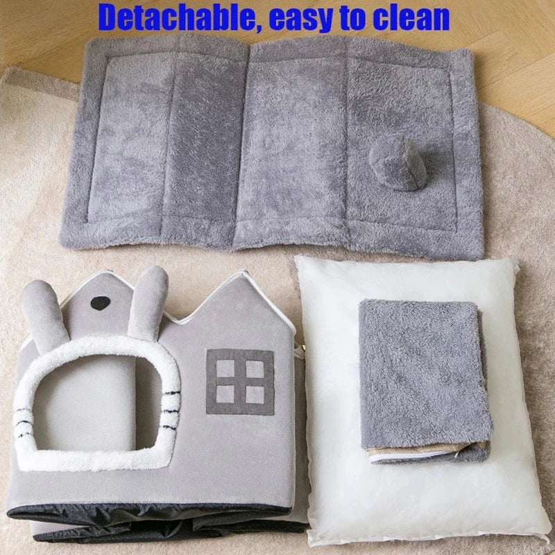 Plush Pet House with Removable Roof – Soft & Washable