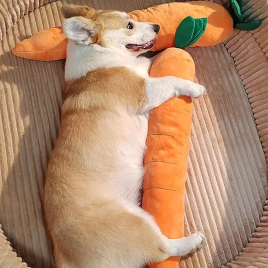 Extra Large 29.5” Carrot Dog Toy – Plush Squeaky Chew Toy for Calming & Playful Puppies and Dogs