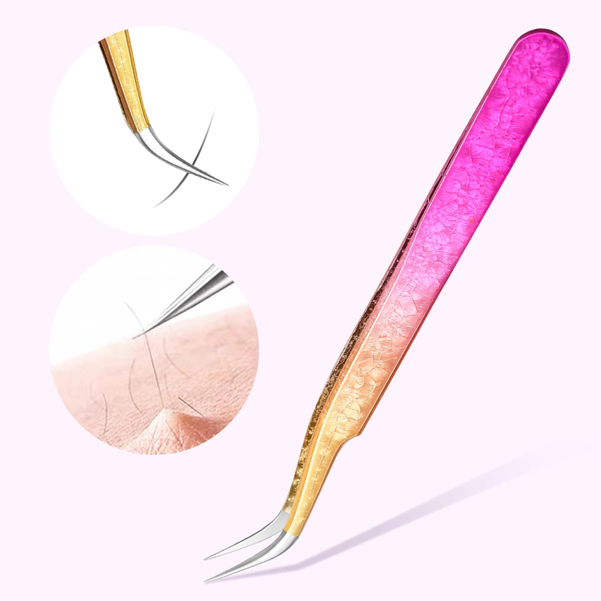 5Pcs Eyelash Tweezers Set, Precision Stainless Steel Tools for Lash Extensions