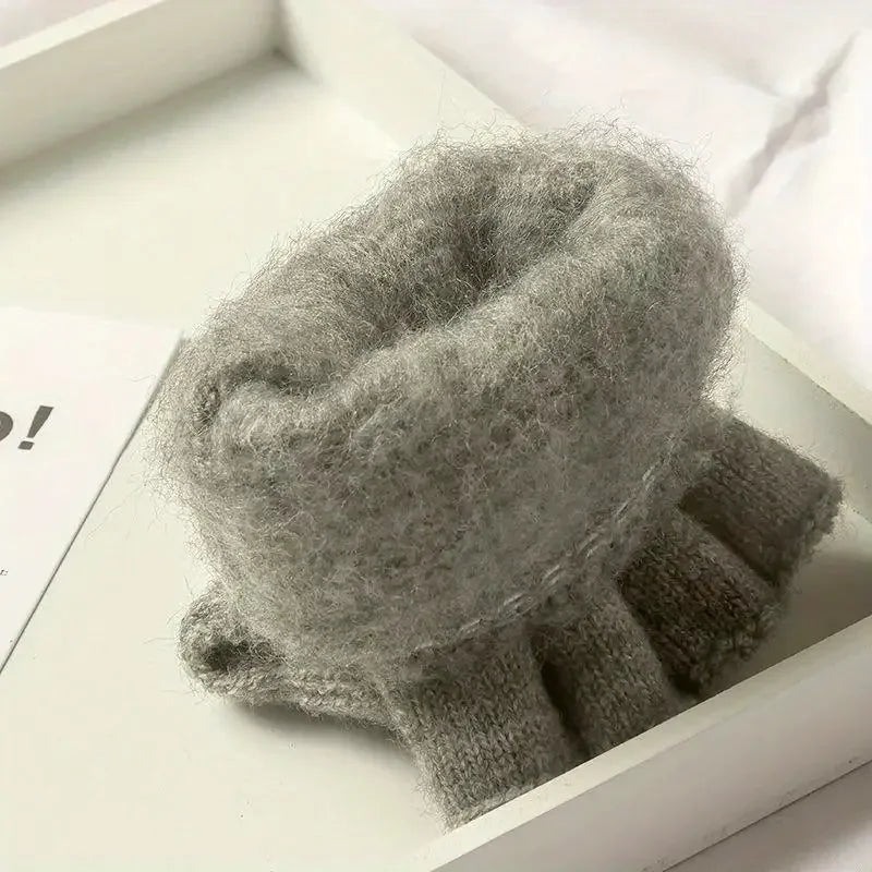 Flexible Knitted Fingerless Winter Gloves – Warm, Thick & Touch Screen Friendly