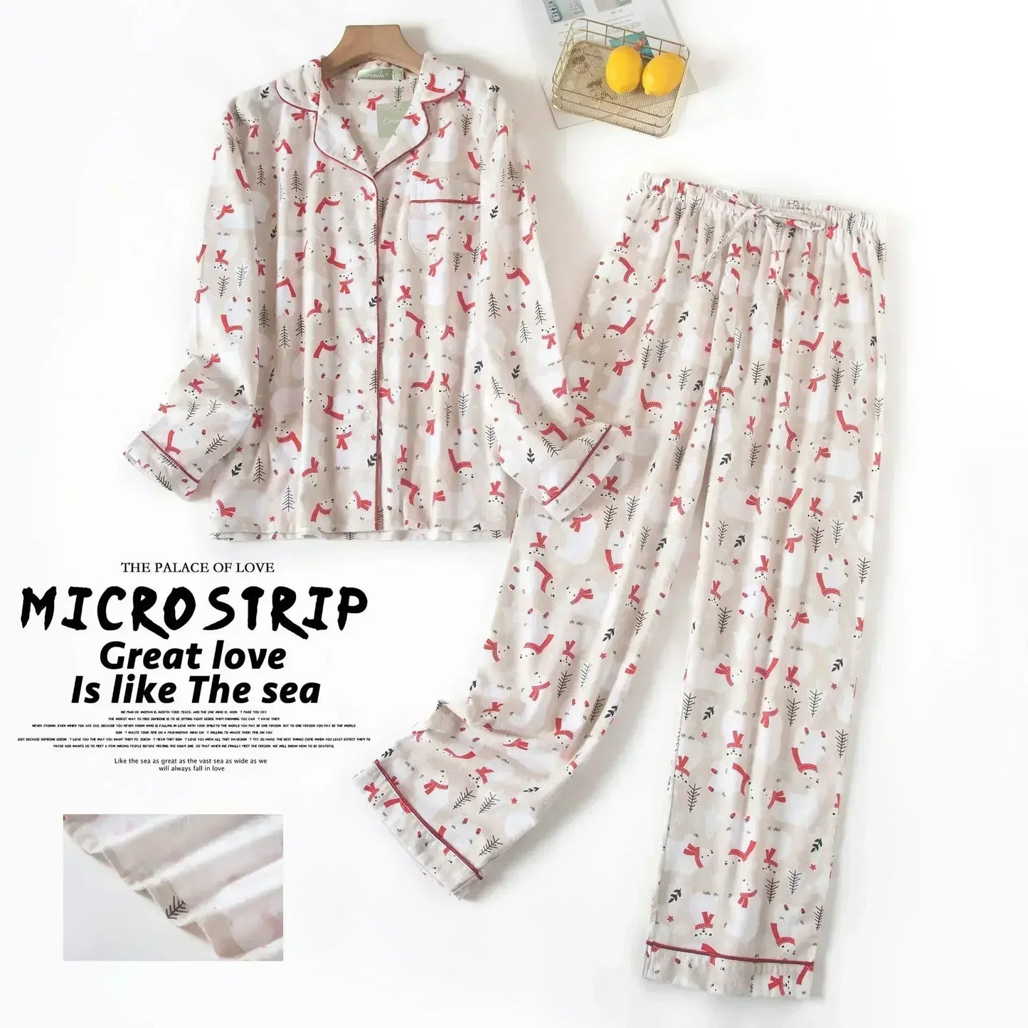 Women’s Plaid Flannel Pajamas, Plus Size Cotton Homewear Set for Fall & Winte