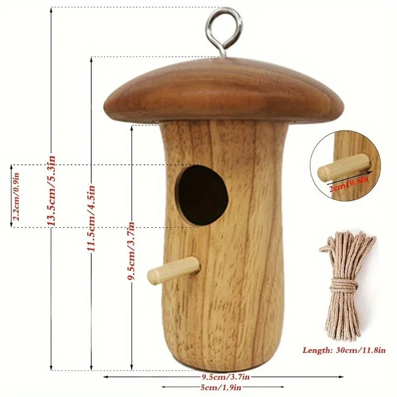 1Pc Outdoor Hummingbird House Natural Wooden Hanging Hummingbird Nest