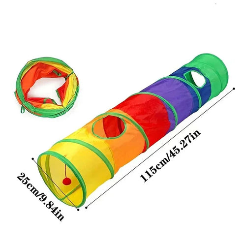 Foldable Cat Tunnel – Easy-to-Store Striped Play Toy for Cats
