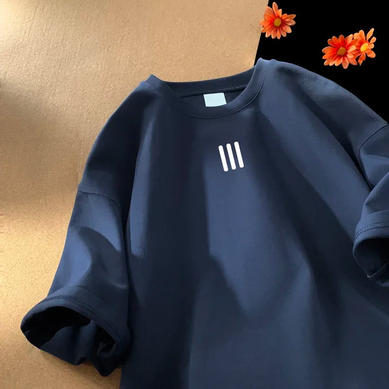 Men’s Oversized Cotton Tee, Casual Summer Fashion Print Shirt