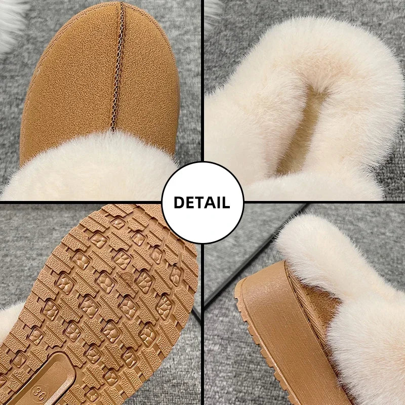 Cozy Women’s Faux Fur Slippers, Thick Sole, Non-Slip & Winter-Ready