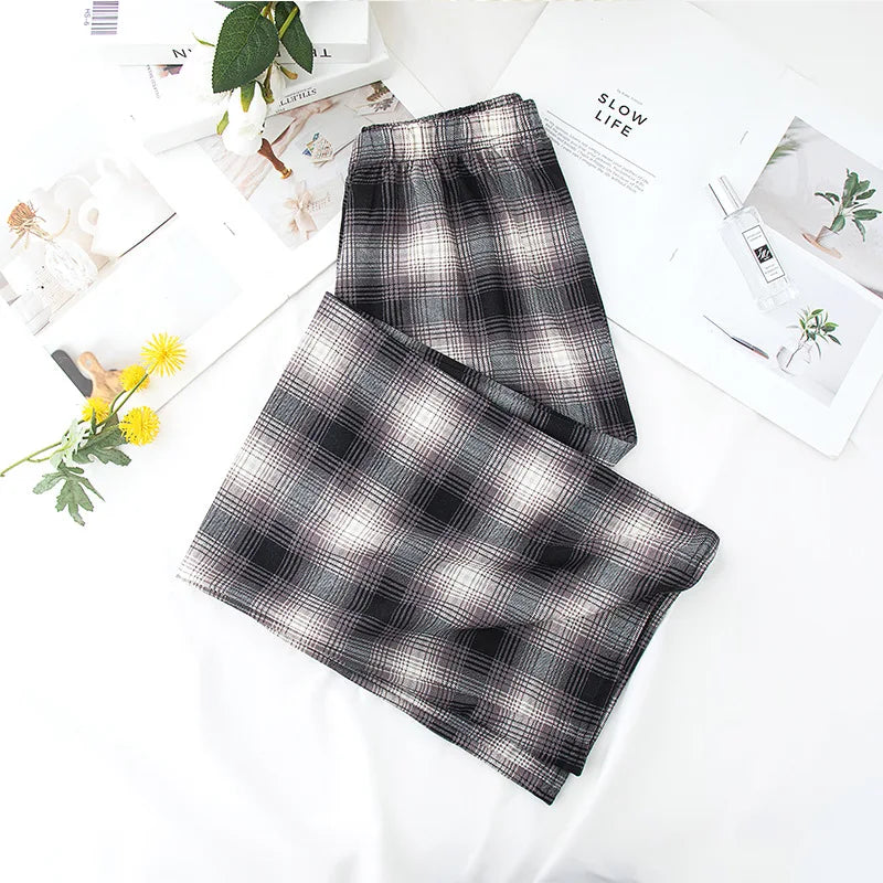 Women’s Plaid Wide Leg Pants, High Waist Loose Fit Summer Style