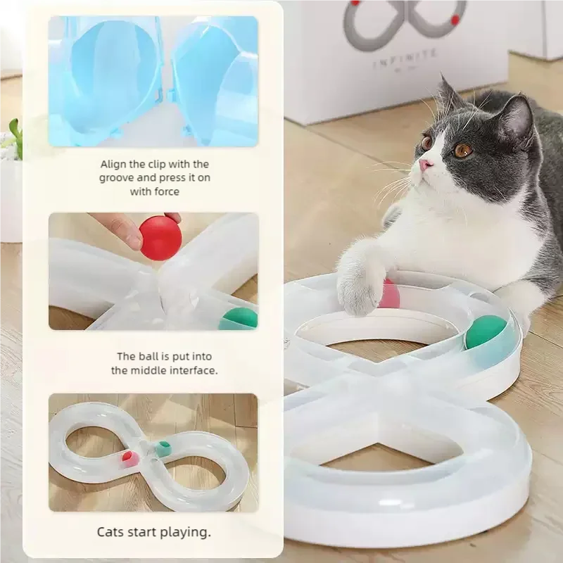 Spinning Cat Track Ball Toy, Interactive Turntable Play Toy for Boredom Relief & Active Kittens