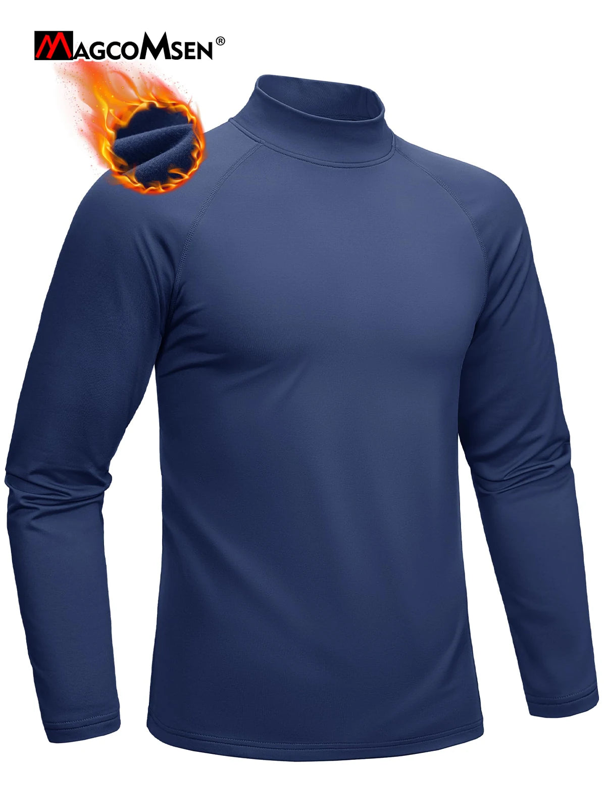 MAGCOMSEN Men’s Thermal Fleece Pullover, Half-Turtleneck Long Sleeve Winter Shirt