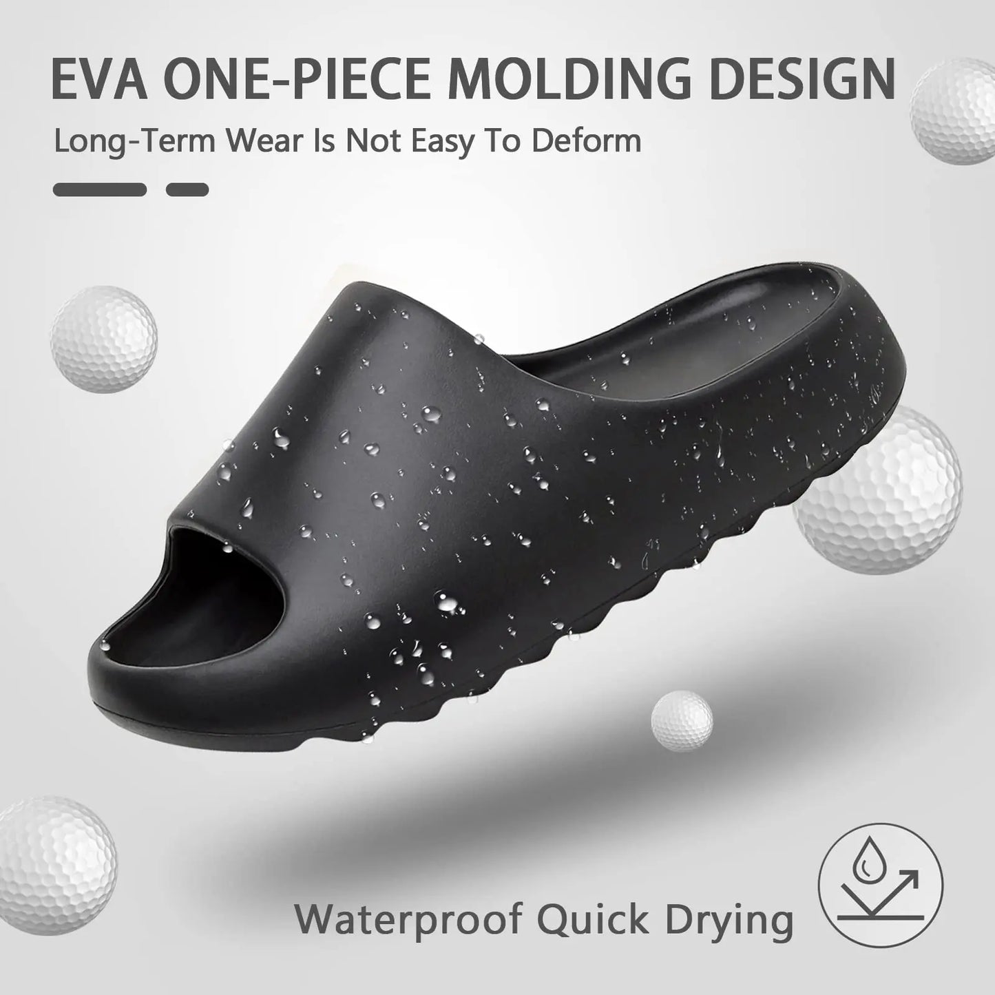 Unisex Cloud Slides, Soft EVA Comfort Slippers for Men & Women