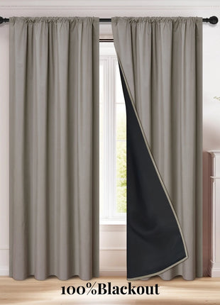 Modern 2-Piece Blackout Curtains, Rod Pocket Window Panels for Bedroom, Living Room & More