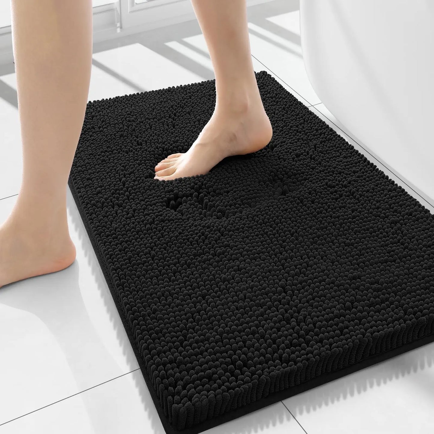 Olanly Chenille Bathroom Rug, Non-Slip, Soft & Machine Washable Mat with PVC Backing