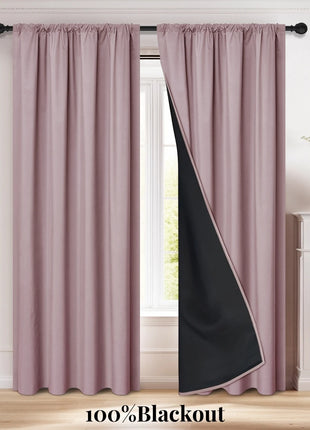 Modern 2-Piece Blackout Curtains, Rod Pocket Window Panels for Bedroom, Living Room & More