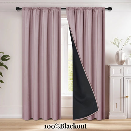 Modern 2-Piece Blackout Curtains, Rod Pocket Window Panels for Bedroom, Living Room & More