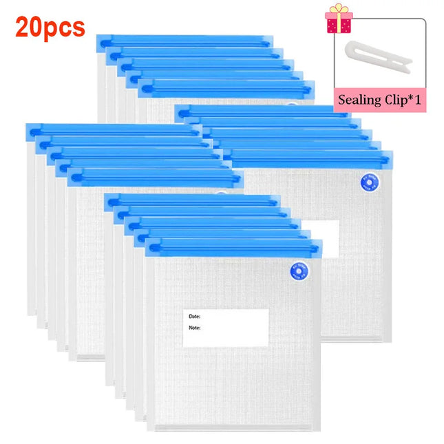 Vacuum Food Storage Bags with Pump, Reusable Air Valve Sealer Bags