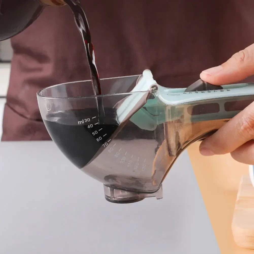 Adjustable Measuring Spoon, Plastic Kitchen Tool with Scale for Baking, Cooking & Mixing