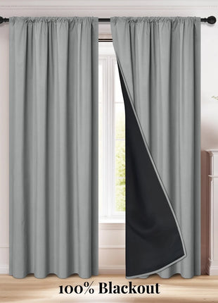 Modern 2-Piece Blackout Curtains, Rod Pocket Window Panels for Bedroom, Living Room & More