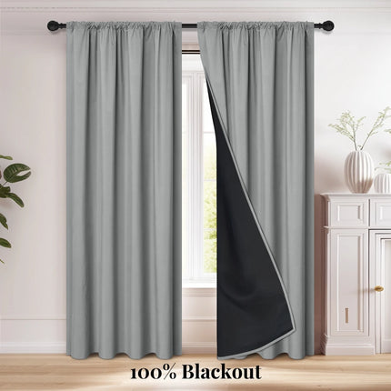 Modern 2-Piece Blackout Curtains, Rod Pocket Window Panels for Bedroom, Living Room & More