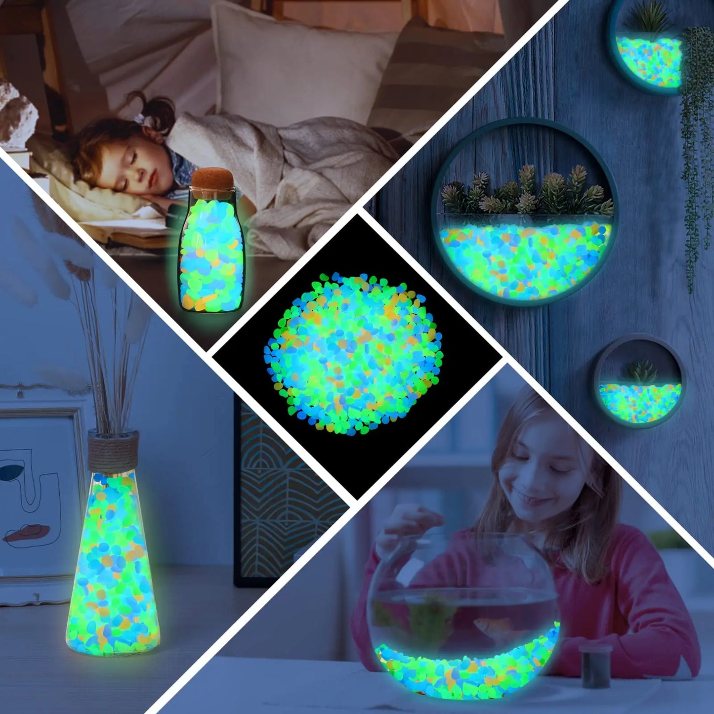 100pcs Glow in the Dark Pebbles - Gardening and Fish Tanks
